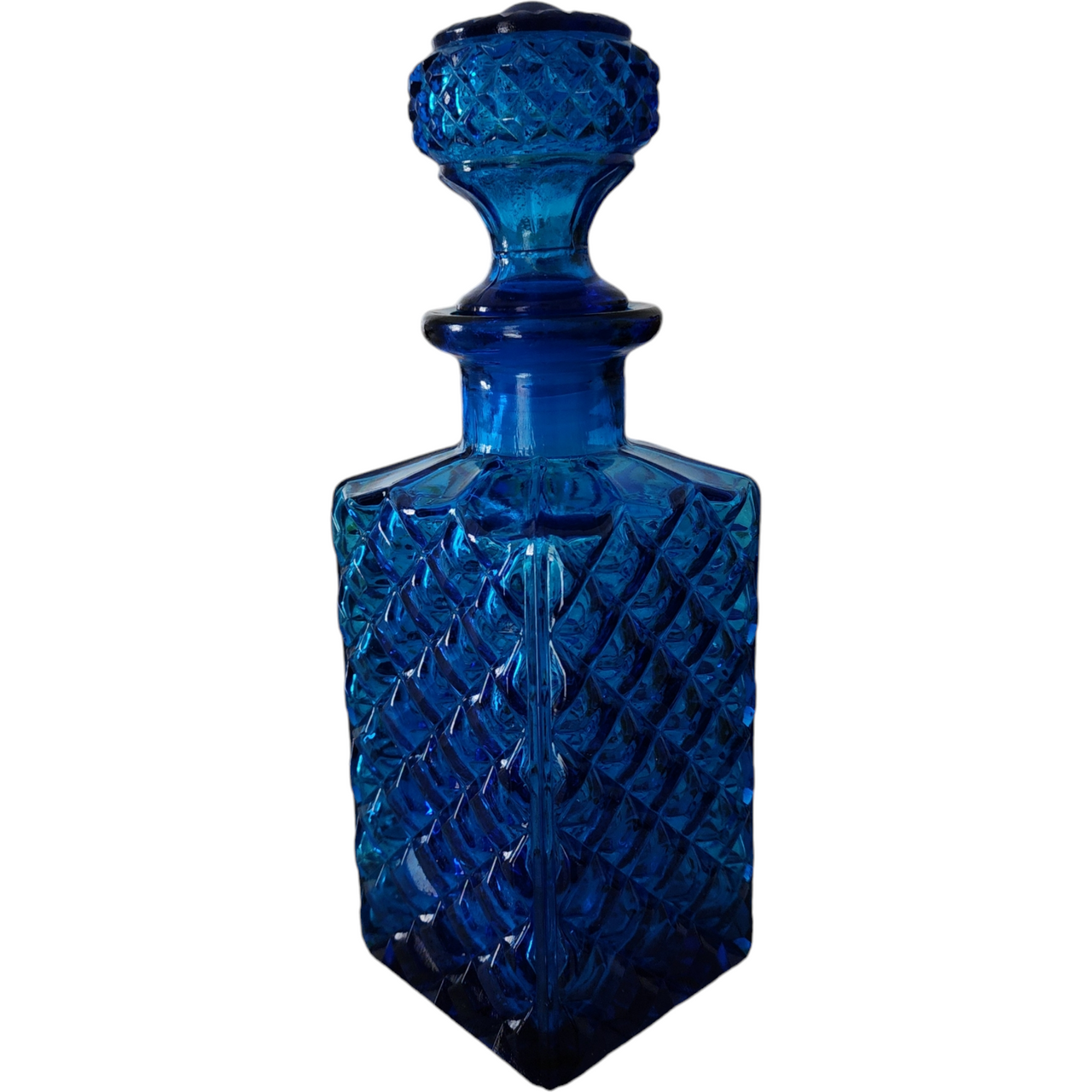 工芸品 MCM Decanter MCM Barware Coblat Blue Pressed Diamond Glass Decanter with
