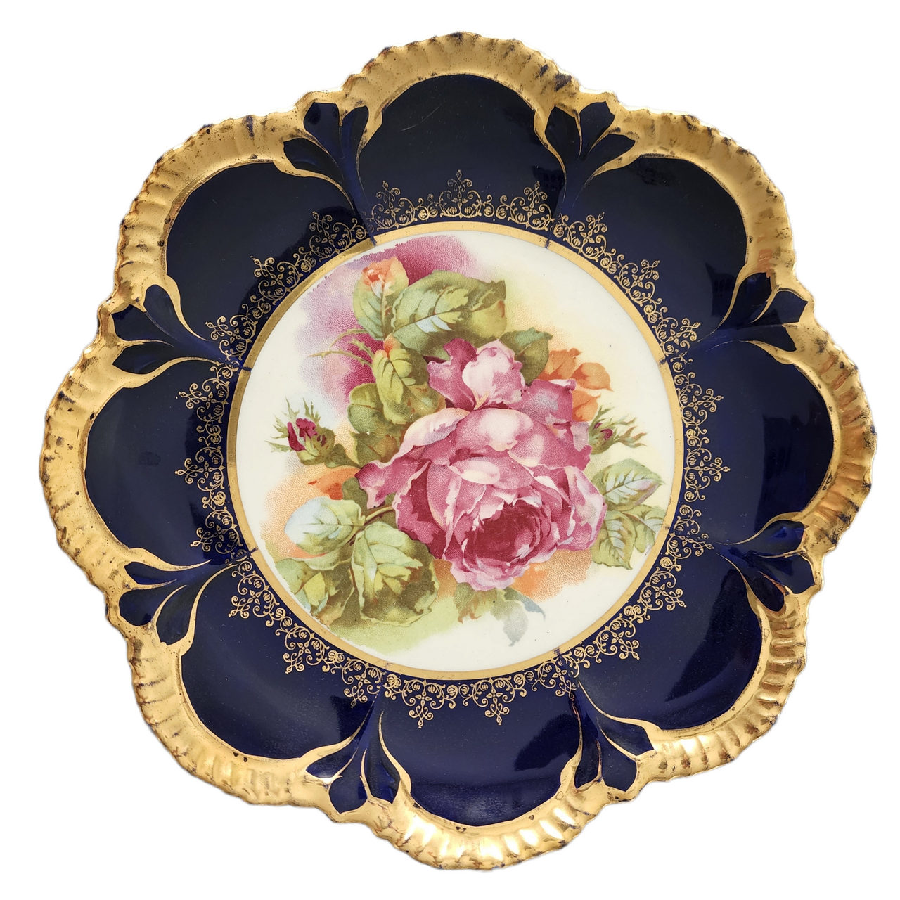 10" Empire China Cobalt Rim Scalloped Plate