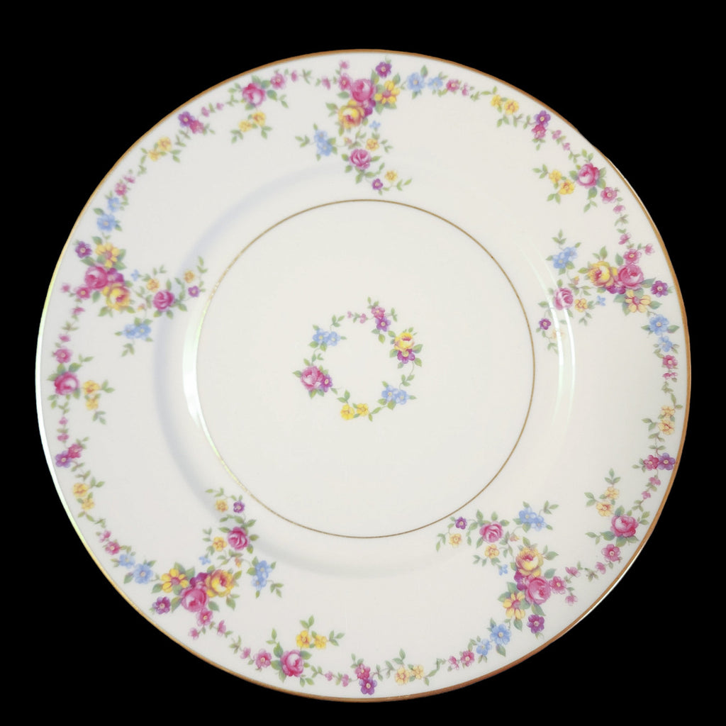 10" Lamberton Peggy Shippen Pink Blue Yellow Flowers On Rim Center Dinner Plate