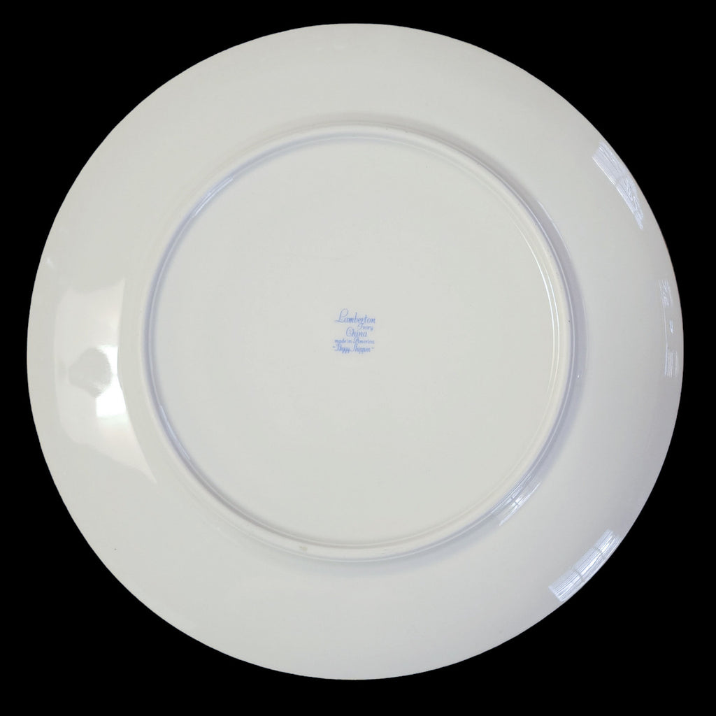 10" Lamberton Peggy Shippen Pink Blue Yellow Flowers On Rim Center Dinner Plate