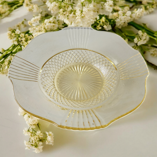 10" Lancaster Amy Topaz Diamonds and Panel Flared Bowl
