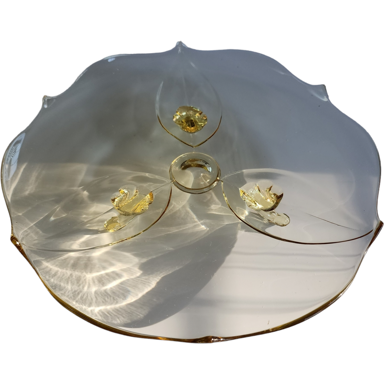 10" Lancaster Petal Topaz Scalloped Edge Design Footed Cake Plate