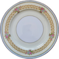 10" Noritake Juno Blue & Tan Band Flowers Tan Scrolls Dinner Plate Japan