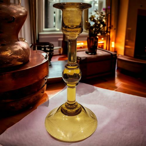 10" Pairpoint Clear Amber Tall Single Light Candlestick