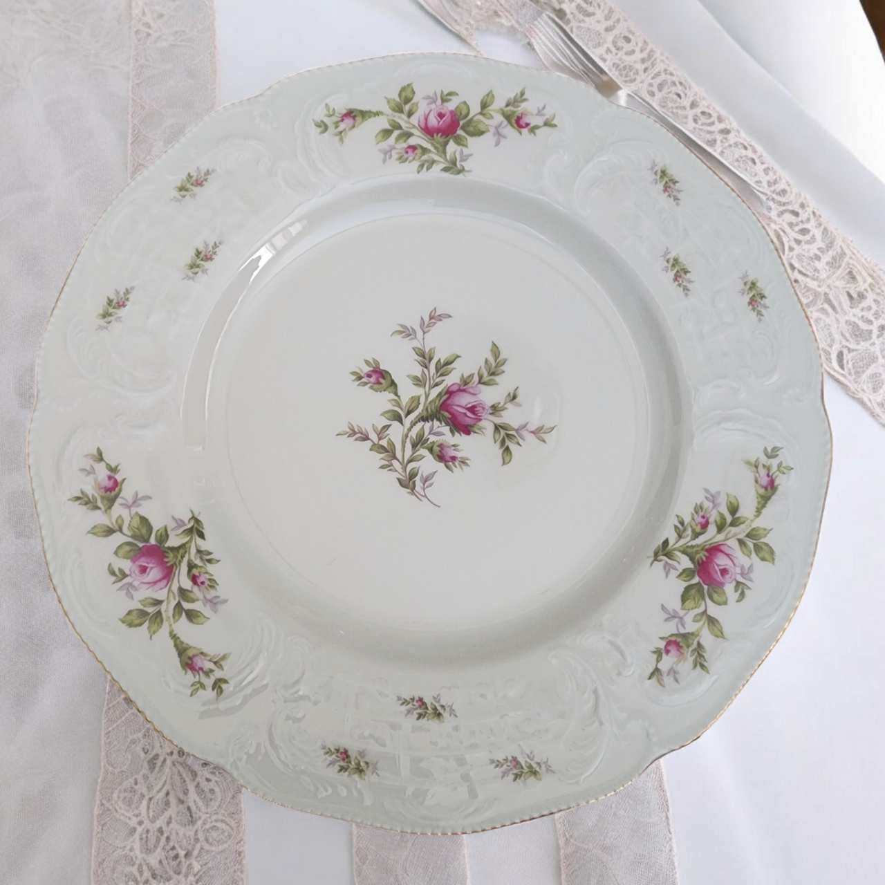 10" Rosenthal Continental Sanssouci Rose Ivory Gold Trim Dinner Plate