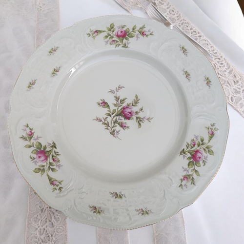 10" Rosenthal Continental Sanssouci Rose Ivory Gold Trim Dinner Plate