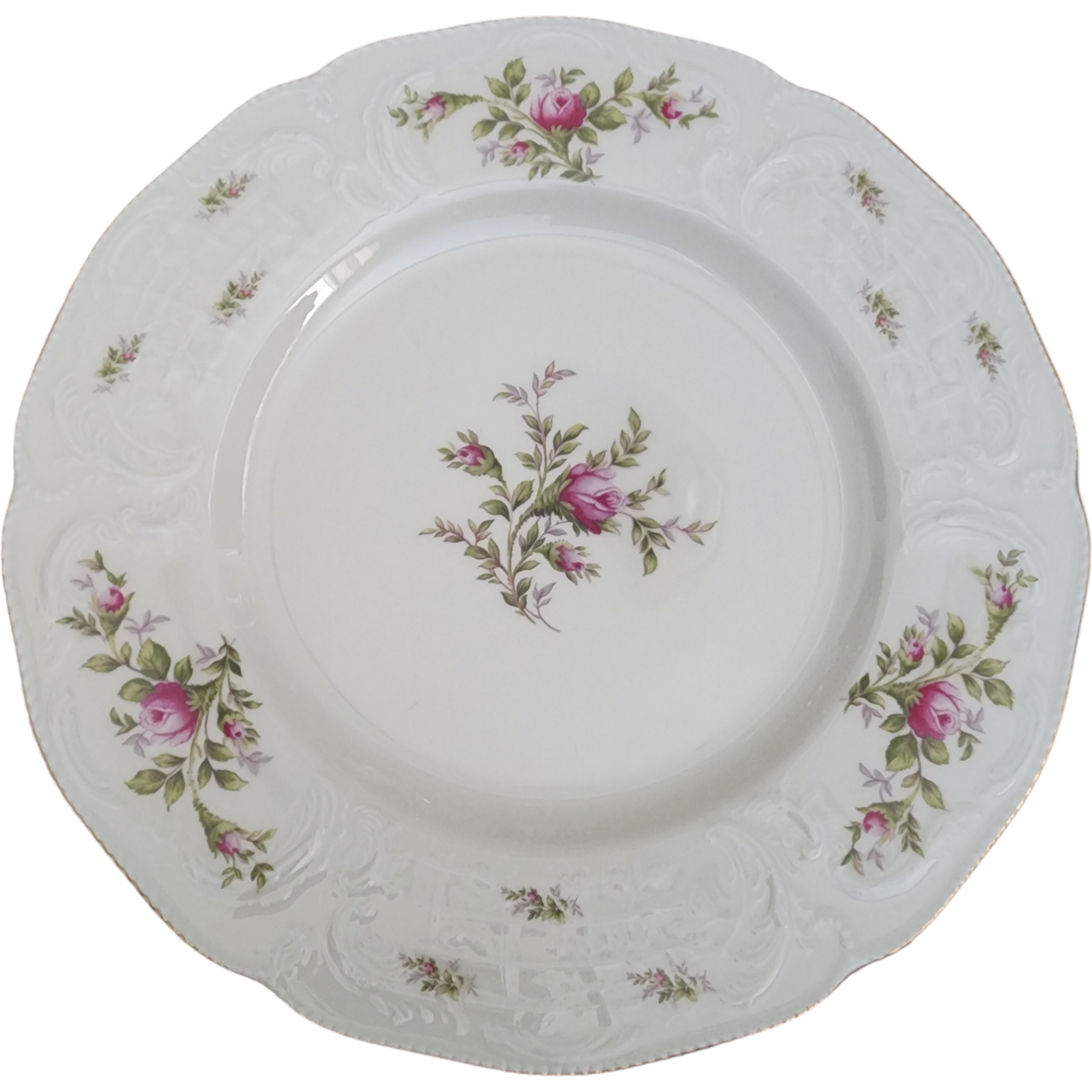 10" Rosenthal Continental Sanssouci Rose Ivory Gold Trim Dinner Plate