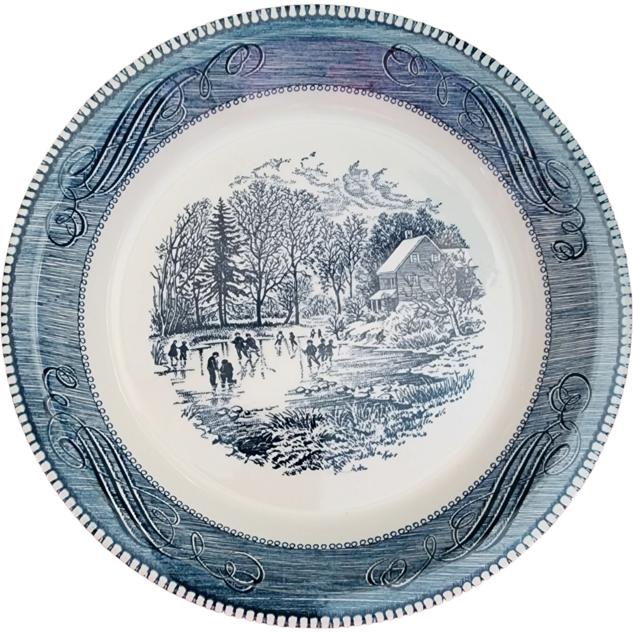 10" Royal USA Currier and Ives Blue Pie Baking Plate