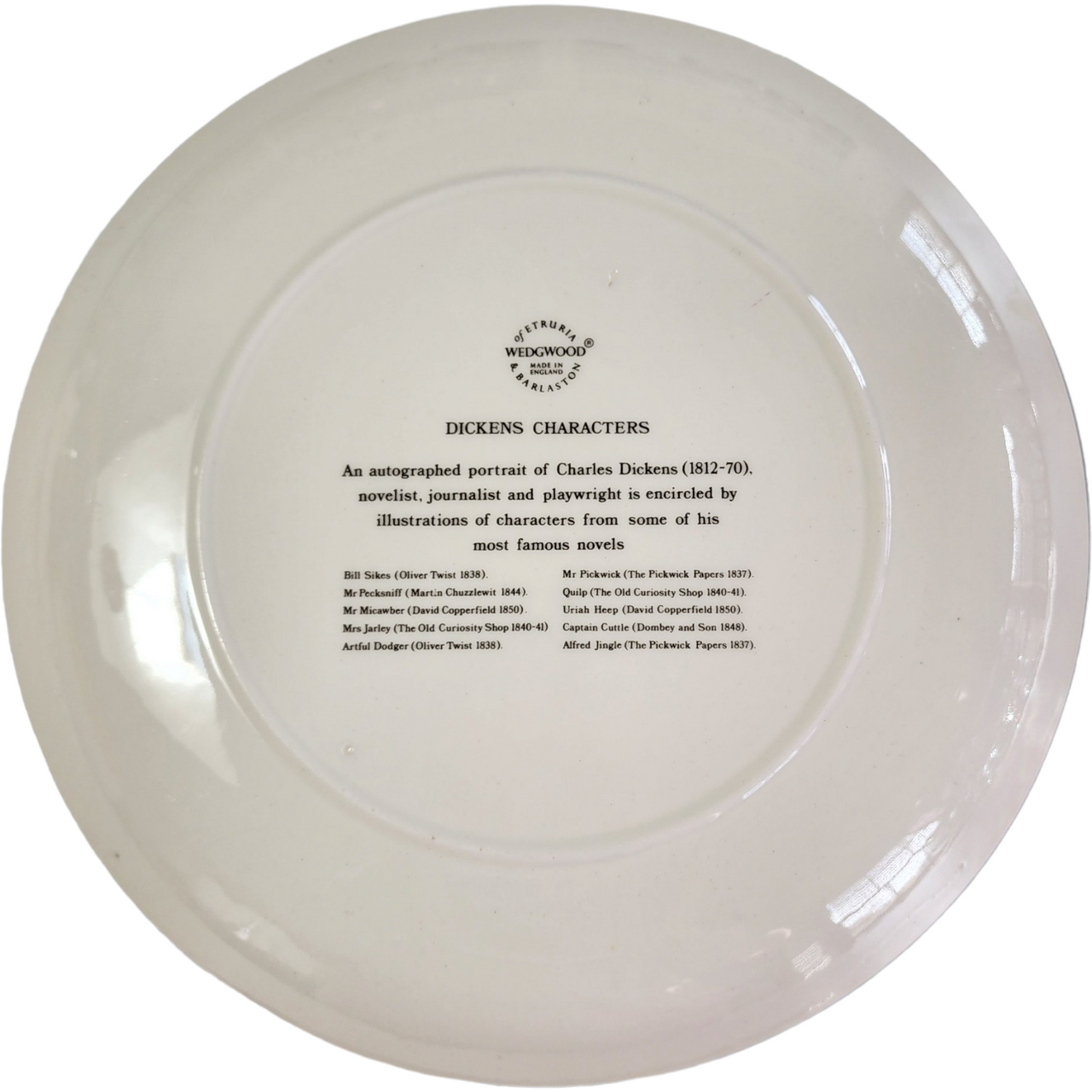 10" Wedgwood Single Release Plates Dickens Characters - No Box