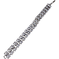 Vintage Clear Crystal-Prong Set Silver Tone Bracelet