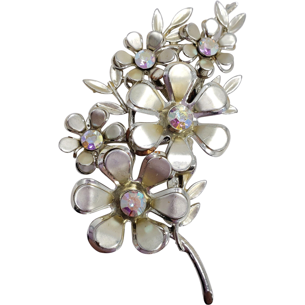 Large Coro Flowers Pin Brooch in Gold