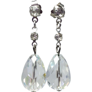 Art Deco Silver AB Glass Crystal Dangle Earrings