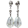 Art Deco Silver AB Glass Crystal Dangle Earrings