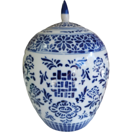 11" Chinese Blue White Porcelain Ginger Jar