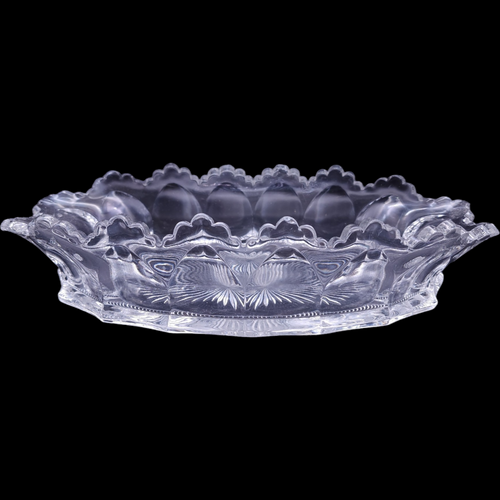 11" Heisey Colonial Clear Panel Design Pressed Glass Oval Bowl