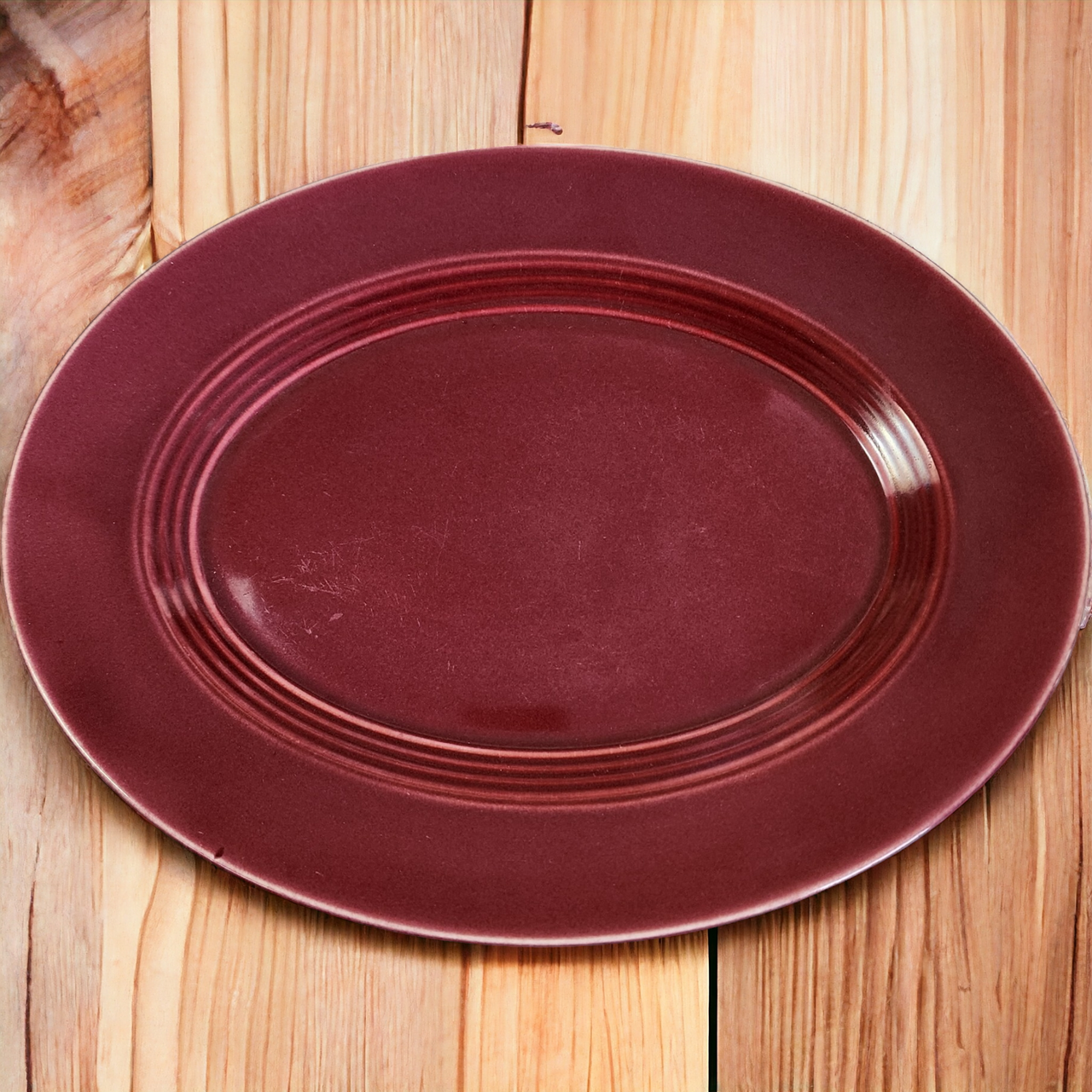 11" Homer Laughlin Kitchen Kraft Fiesta Harlequin Maroon Oval Serving Platter