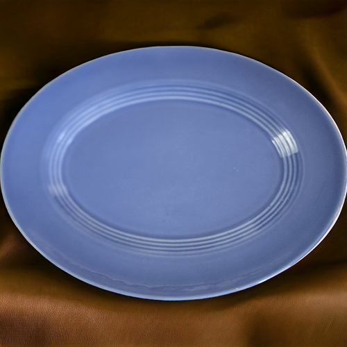 11" Homer Laughlin Kitchen Kraft Fiesta Harlequin Mauve Blue Oval Serving Platter