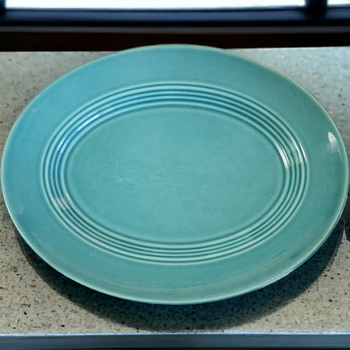 11" Homer Laughlin Kitchen Kraft Fiesta Harlequin Turquoise Oval Serving Platter