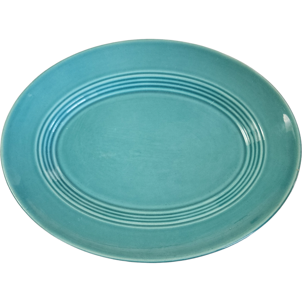 11" Homer Laughlin Kitchen Kraft Fiesta Harlequin Turquoise Oval Serving Platter