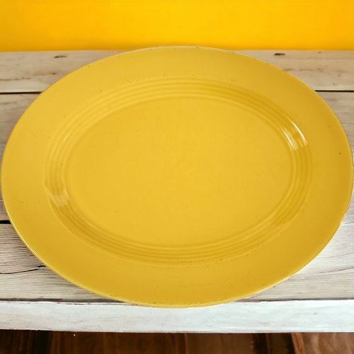 11" Homer Laughlin Kitchen Kraft Fiesta Harlequin Yellow Oval Serving Platter
