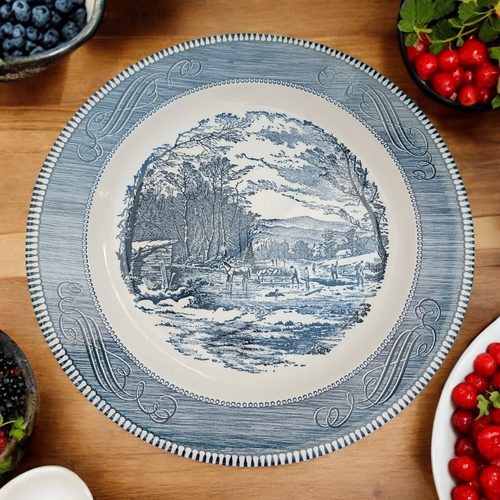 11" Royal USA Currier and Ives Blue Chop Plate Round Platter