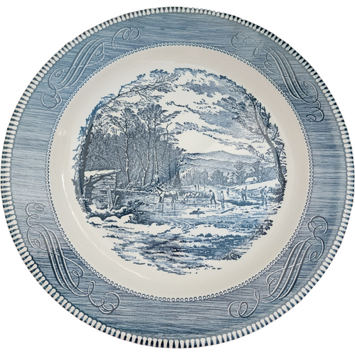 11" Royal USA Currier and Ives Blue Chop Plate Round Platter