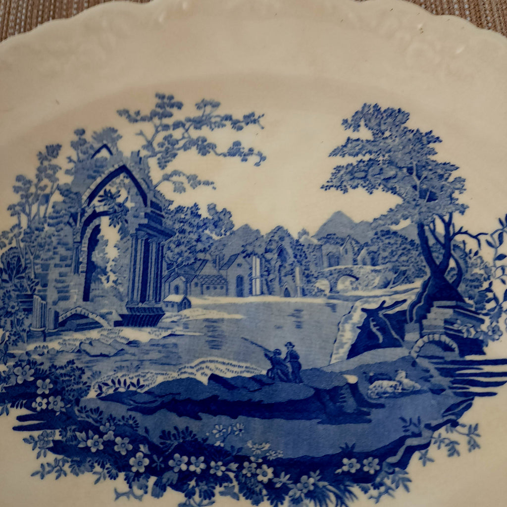 11" TAYLOR, SMITH & T TS&T English Abbey Blue Fairway Oval Serving Platter