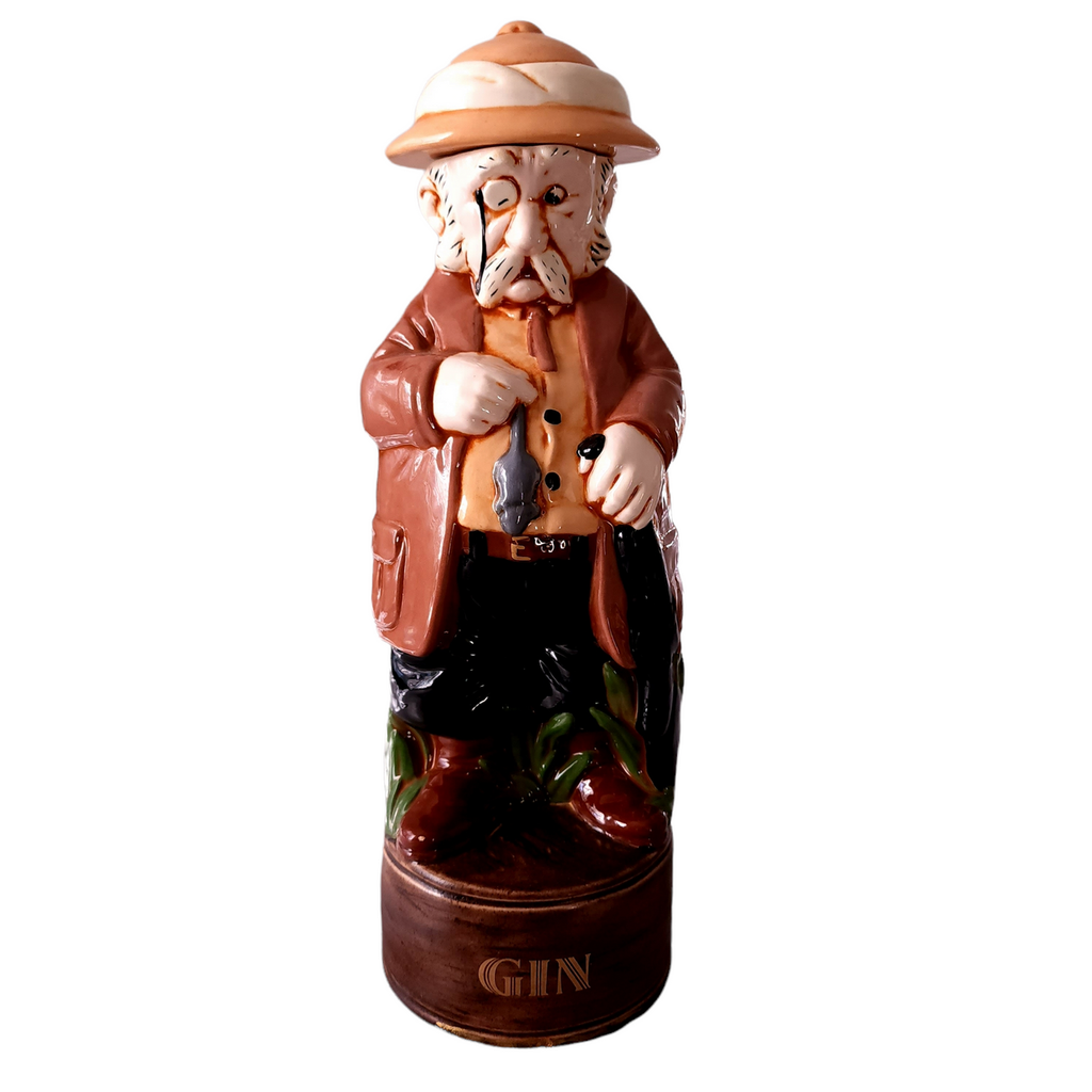 12" ALBERTA’S MOLDS Ceramic Pottery Barware Art Hunter Adventurer Gin Decanter