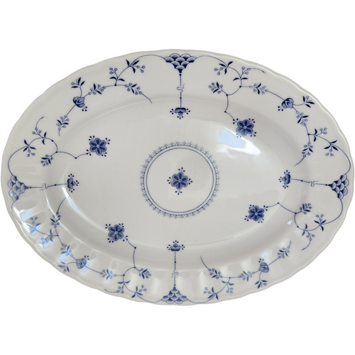 13" Churchill Finlandia Chelsea Blue Flowers Scalloped Oval Serving Platter