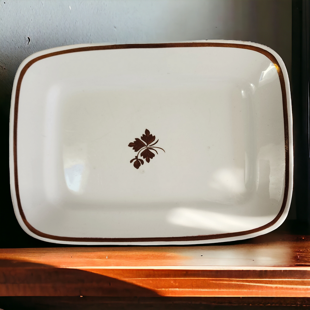 12" Meakin Alfred Tea Leaf Copper Tea Leaf Center Rectangular Serving Platter