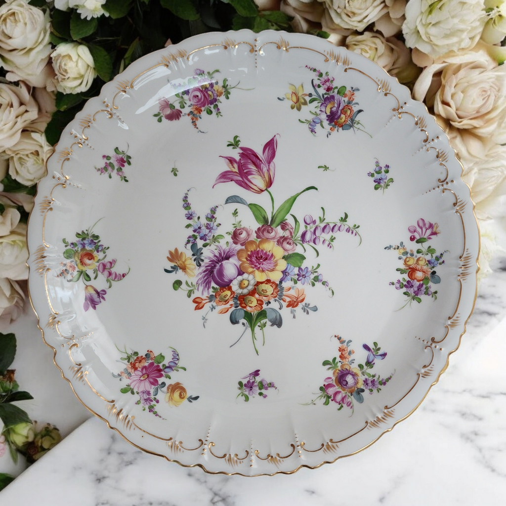 12" Schumann - Bavaria Dresden Flowers Chop Plate Round Platter