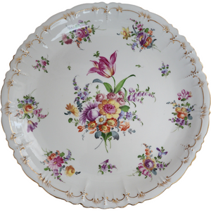 12" Schumann - Bavaria Dresden Flowers Chop Plate Round Platter