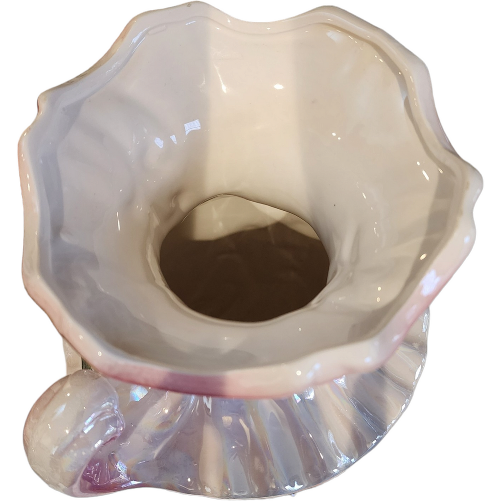 13" Deluxe Italian Style Floral and Gold Trim Luster Finish Vase