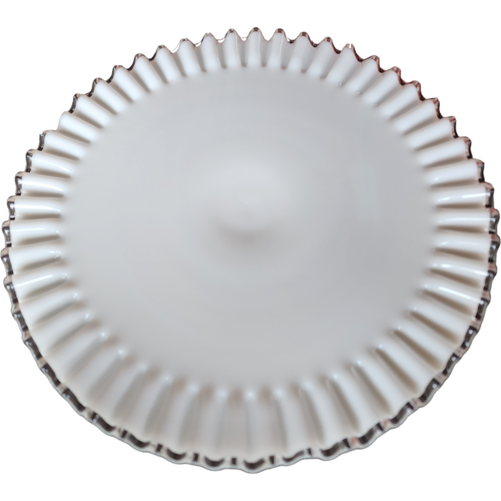 13" Fenton Silver Crest Milk Glass Round Cake Stand