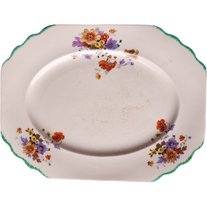 13" Limoges-American Springtime Peach-Blo Multifloral Green Trim Serving Platter