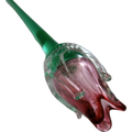 14" Art Glass PinkTulip Hand Blown Green Stem Flower Murano Style