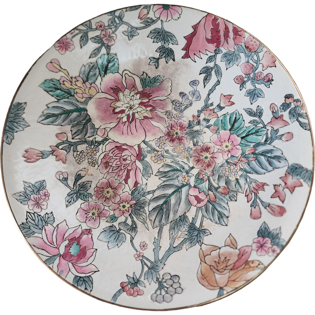 14" Chinese Porcelain Qing Dynasty Floralt Pattern Large Plate