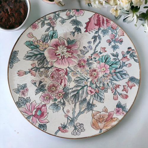 14" Chinese Porcelain Qing Dynasty Floralt Pattern Large Plate