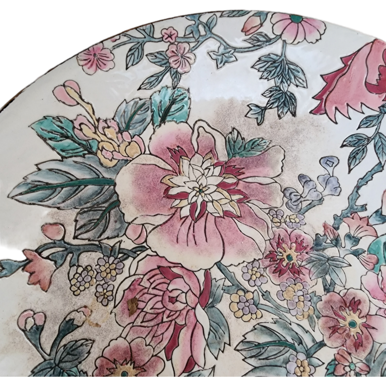 14" Chinese Porcelain Qing Dynasty Floralt Pattern Large Plate