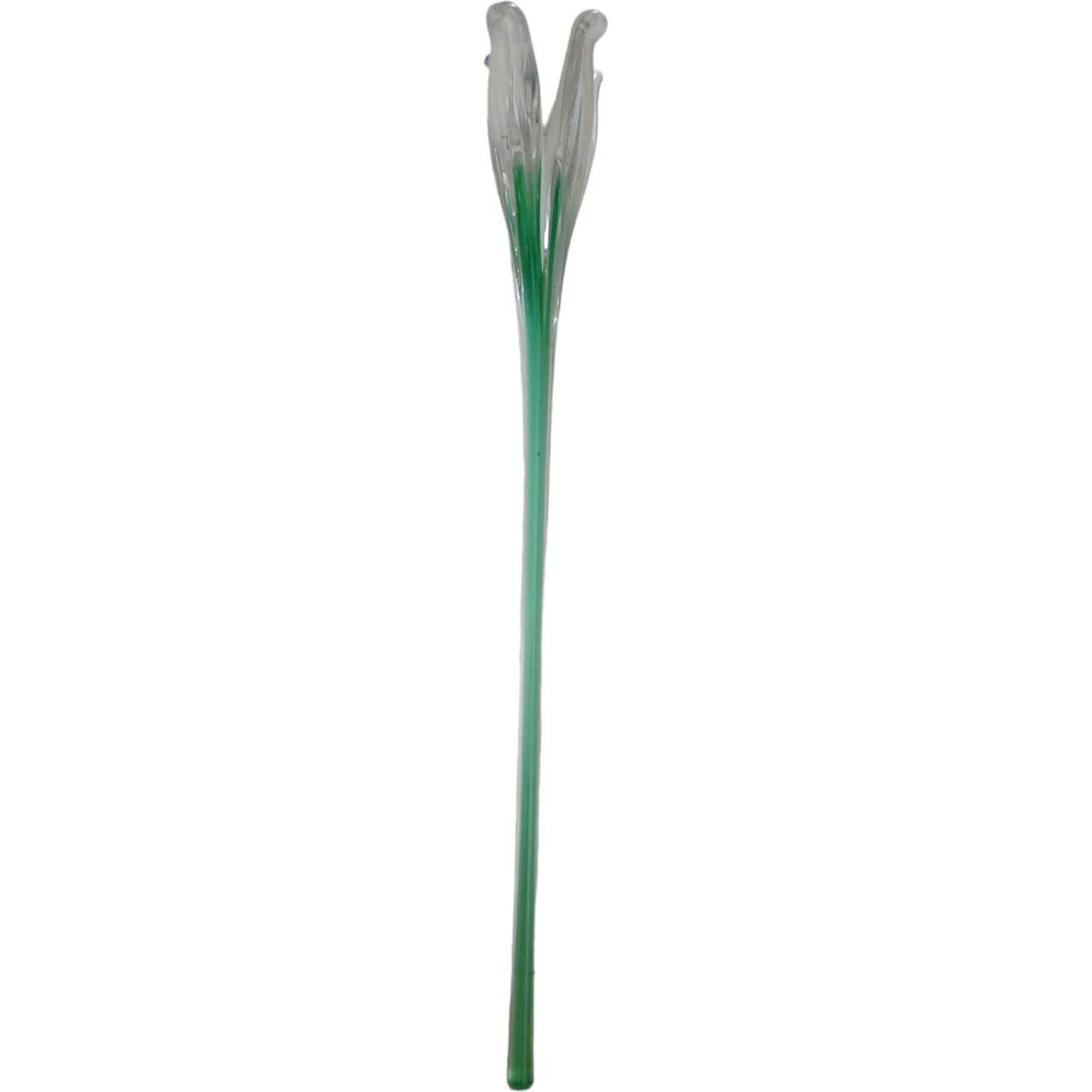 13" Mikasa Art Glass White Lily Hand Blown Green Stem Flower Murano Style