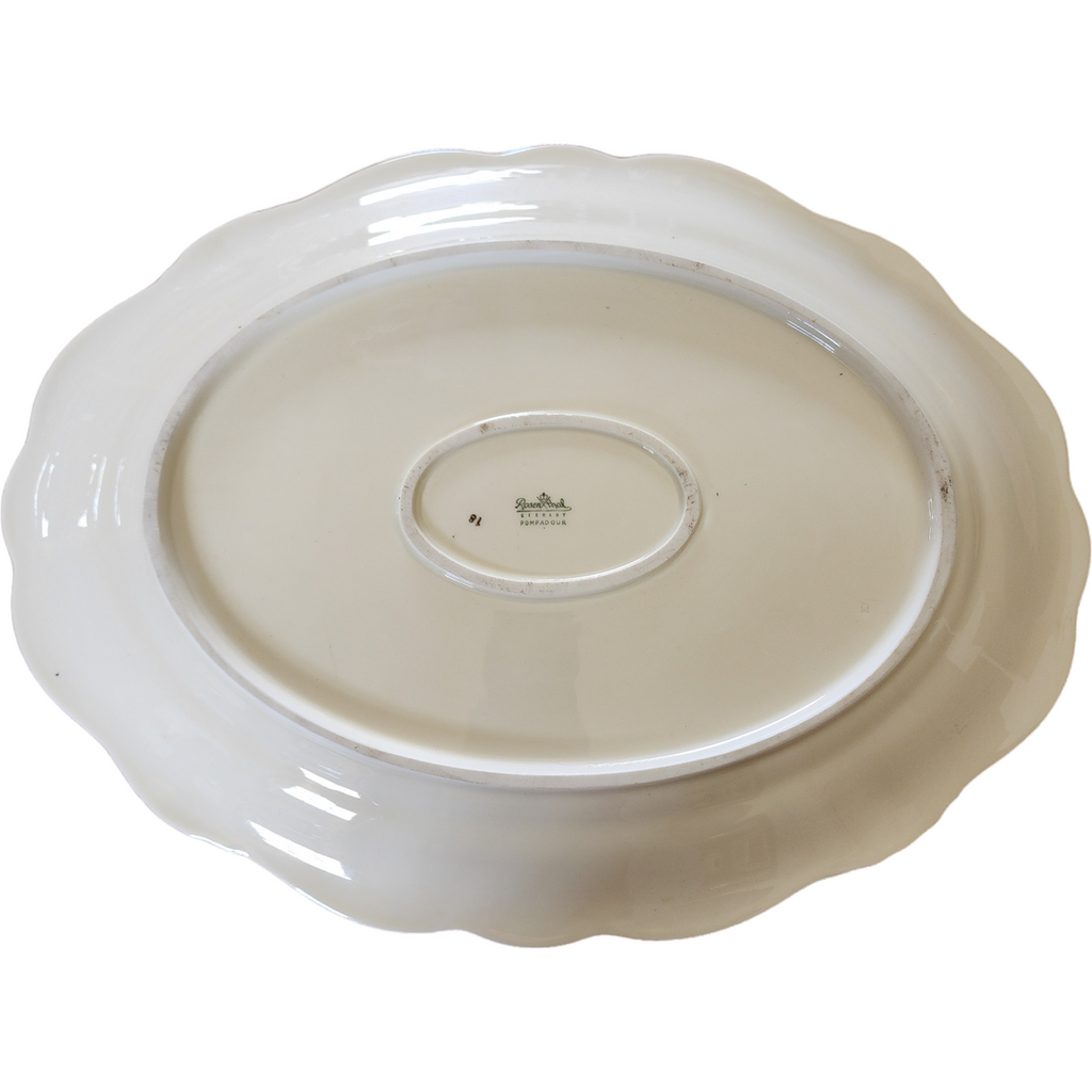 14" Rosenthal - Continental Pompadour Ivory Moss Rose Oval Serving Platter