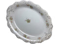 16" Antique J&G Meakin Hanley England Oval Serving Platter Floral Pink Rose Pattern with Gold Trim 19th Century Ironstone