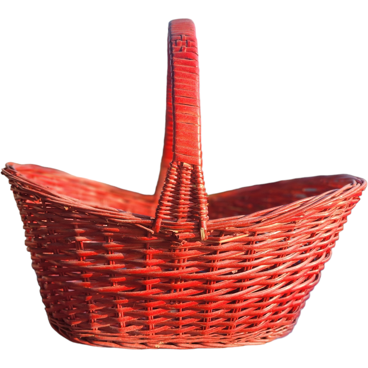16" Red Wicker Rattan Farmhouse Home Decor Storage Primitive Basket