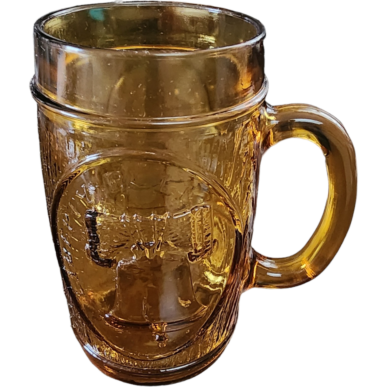 16 oz Amber Glass Cradle of Liberty Bell Beer Mug Tankard