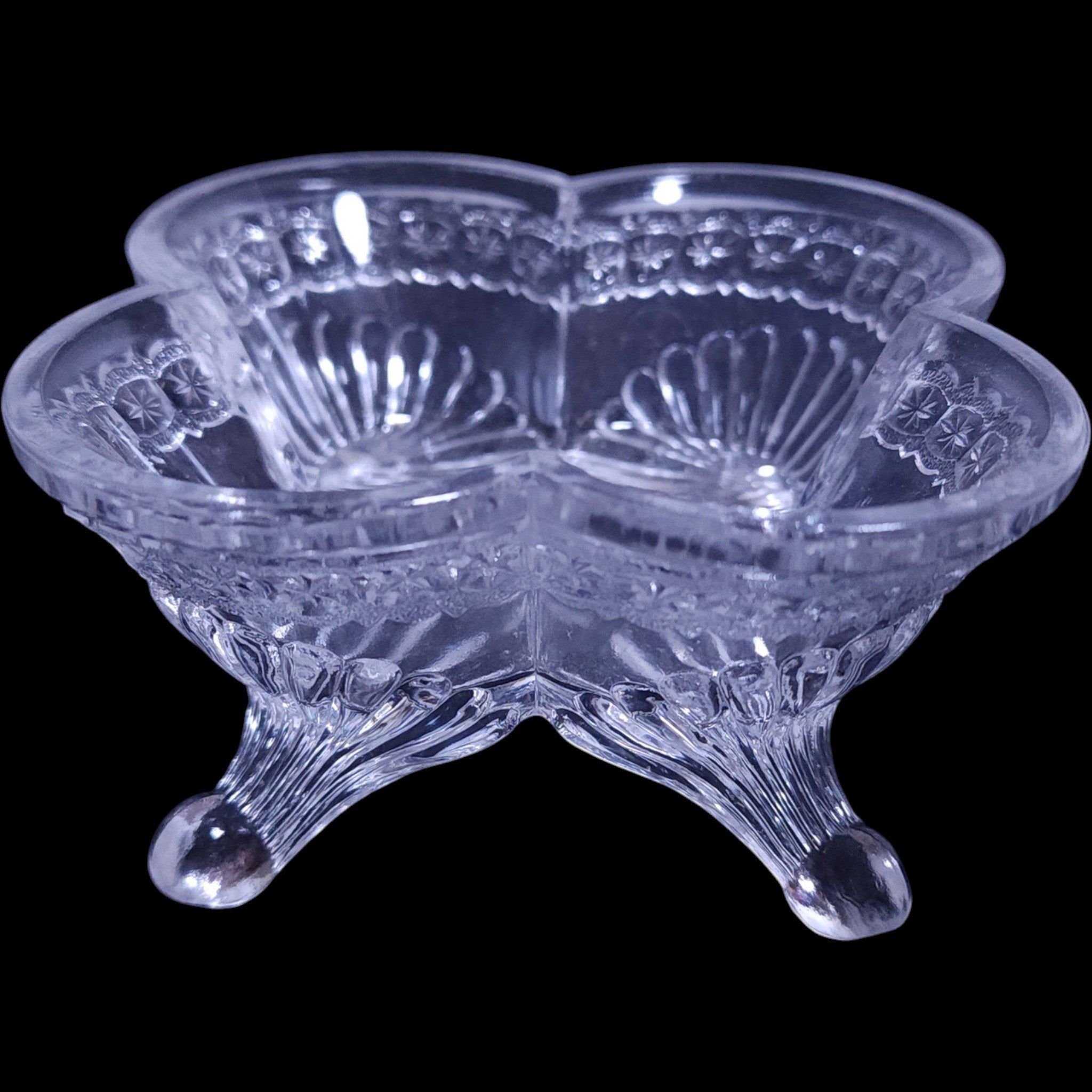1881 EAPG King, Son & Co. Glass Footed Berry Bowl  Banded Star
