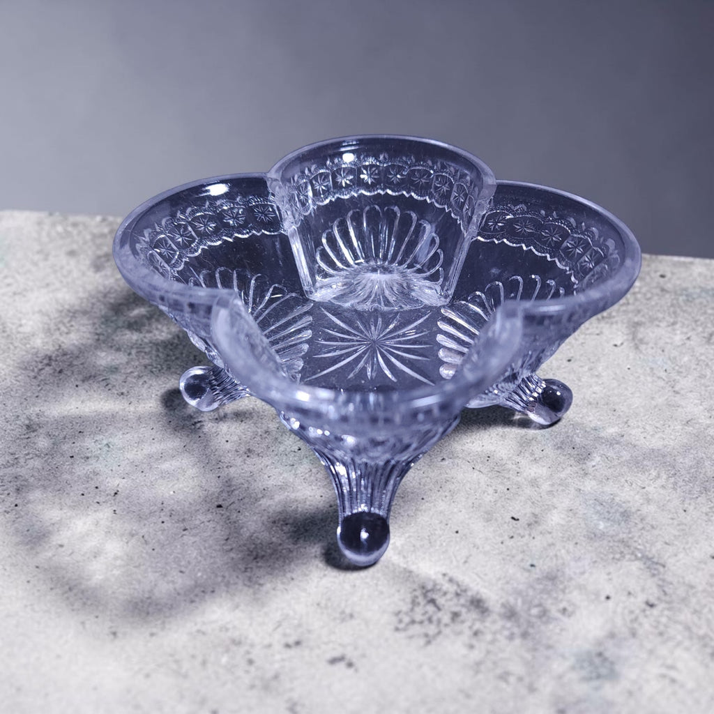 1881 EAPG King, Son & Co. Glass Footed Berry Bowl  Banded Star