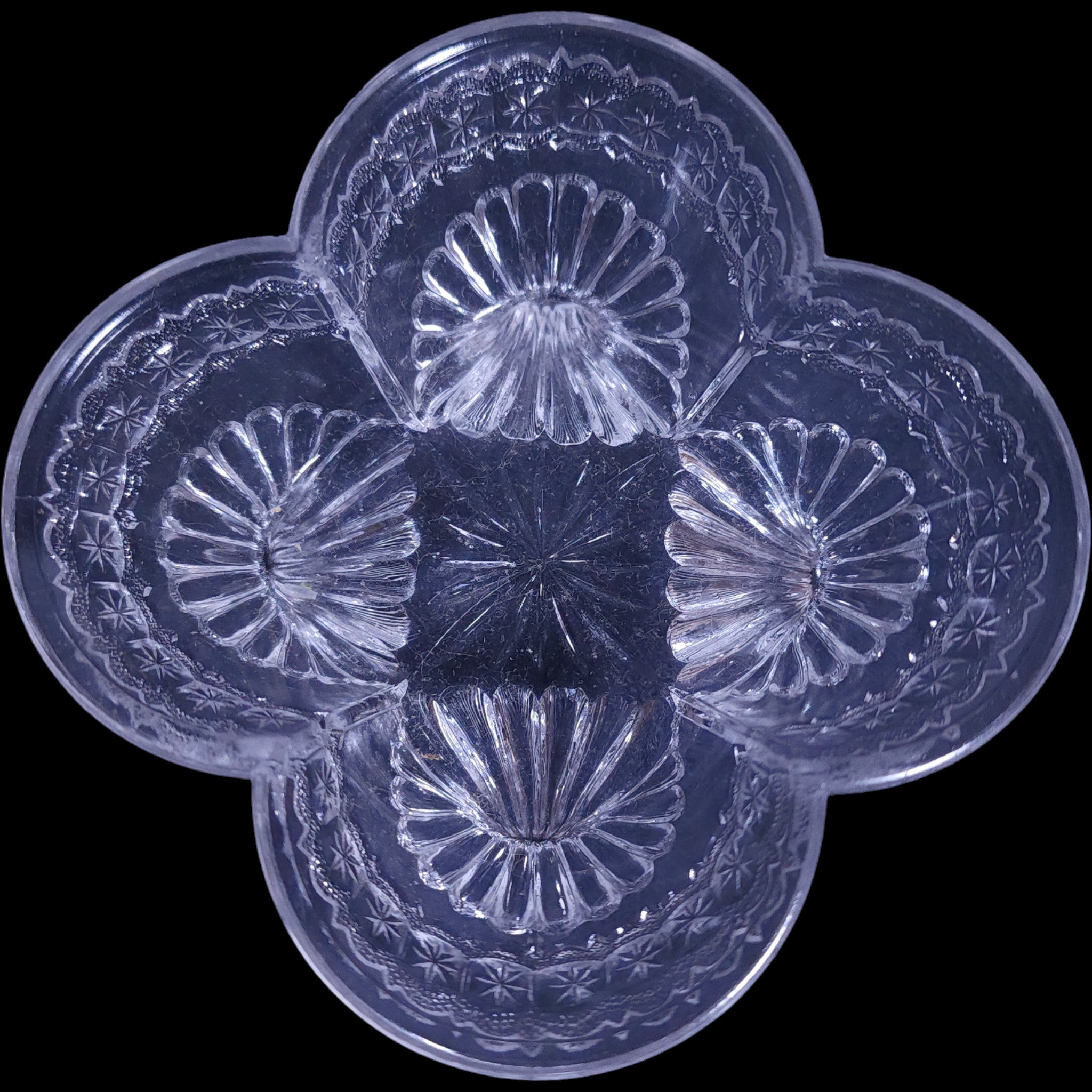 1881 EAPG King, Son & Co. Glass Footed Berry Bowl  Banded Star