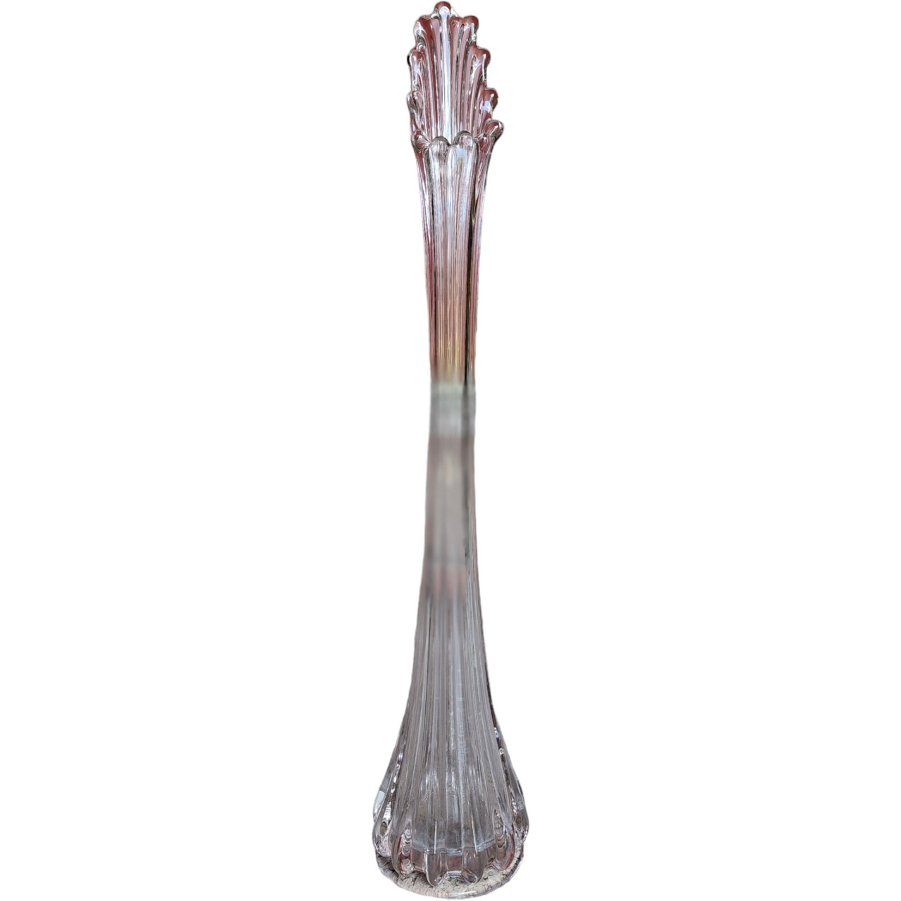 18" Smith Stretch Clear Ribbed Glass Swung Bud Vase