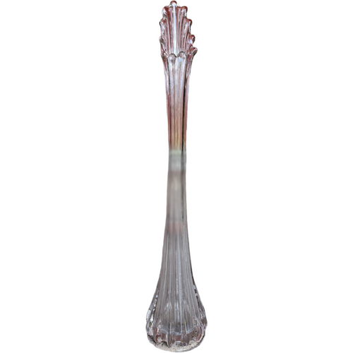 18" Smith Stretch Clear Ribbed Glass Swung Bud Vase