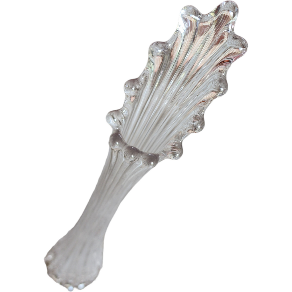18" Smith Stretch Clear Ribbed Glass Swung Bud Vase